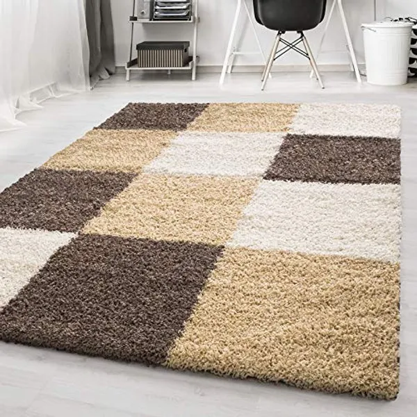 Brown_Chess_Box_Design_Non_Shedding_Shaggy_Carpets