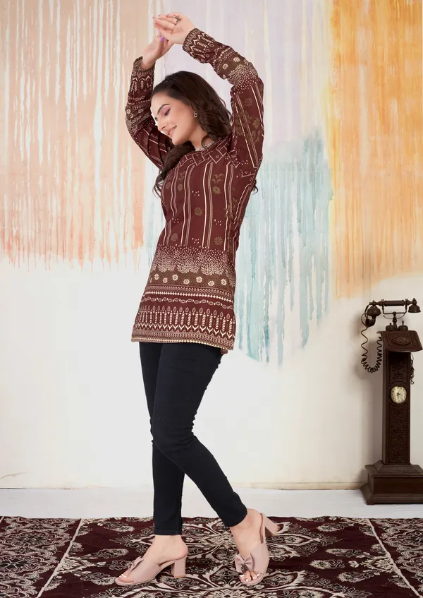 Brown_Choko_Moko__Cotton__Printed_Short_Kurti_With_Full_Sleeves