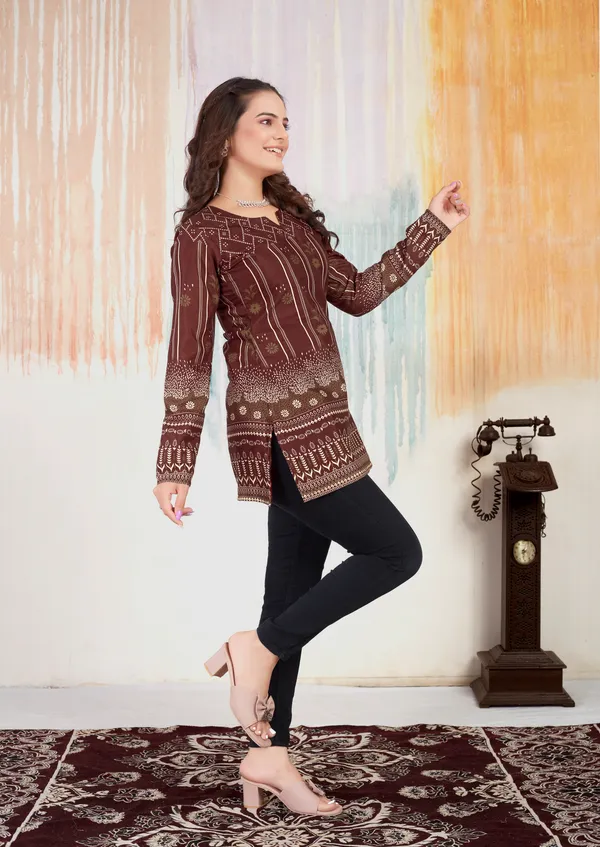 Brown_Choko_Moko__Cotton__Printed_Short_Kurti_With_Full_Sleeves