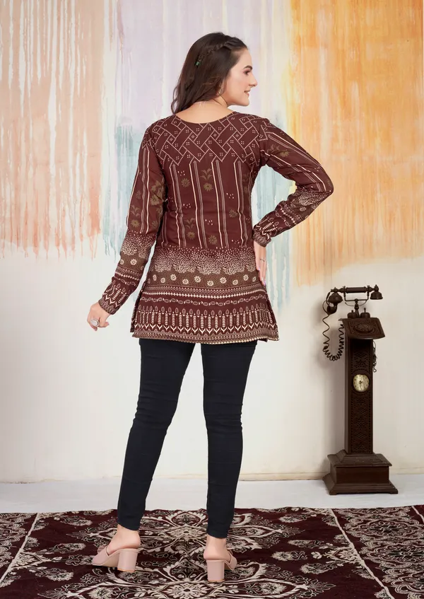 Brown_Choko_Moko__Cotton__Printed_Short_Kurti_With_Full_Sleeves