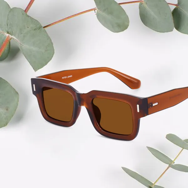PETER JONES EYEWEAR Brown Large Square UV/UB Protected Sunglasses