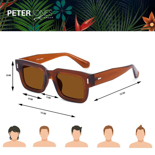 Brown_Large_Square_UV/UB_Protected_Sunglasses_(3688BW)_-_For_Unisex