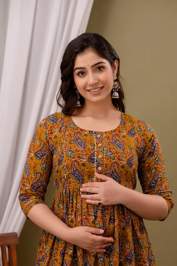 Brown__Cotton_Printed_Maternity_And_Feeding_Kurti_Combo_Of_2