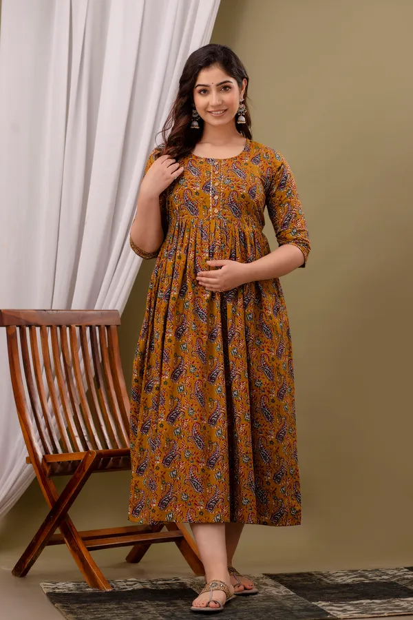 Brown__Cotton_Printed_Maternity_And_Feeding_Kurti_Combo_Of_2