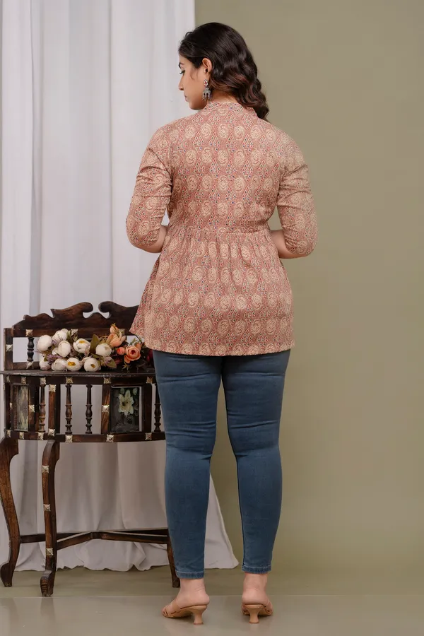 Brown__Floral_Cotton_Printed_Short_Top