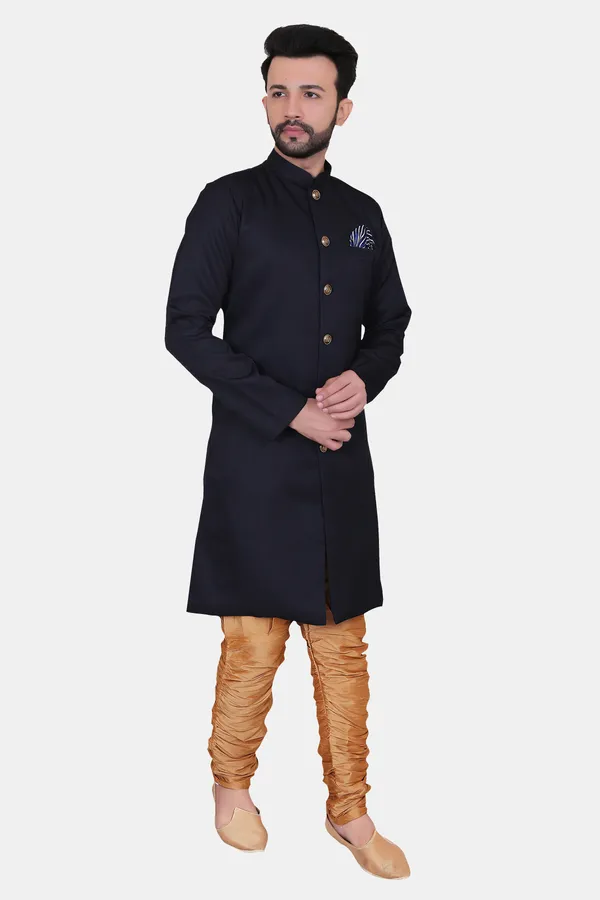 Solid_Navy_Blue_Cotton_Blend_Nawabi_With_Heram_Pant