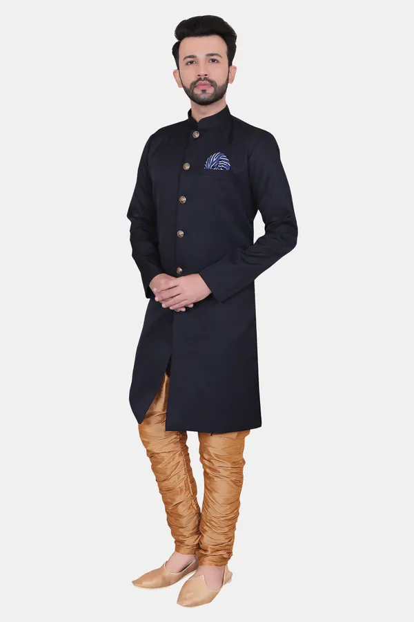 Solid_Navy_Blue_Cotton_Blend_Nawabi_With_Heram_Pant