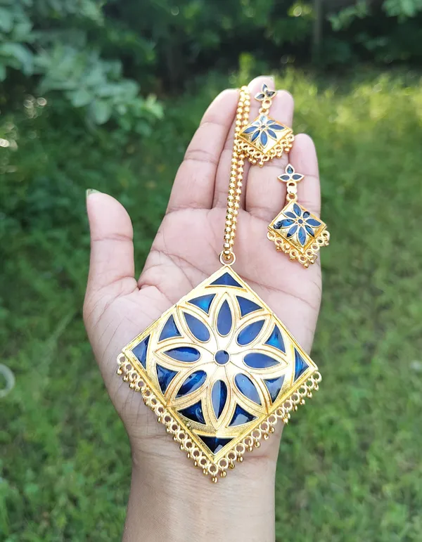 Assamese_Traditional_Blue_Colour_Jewellery_Set_For_Women_&_Girl
