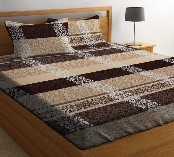 CREAM_N_BROWN_Premium_Fitted_Bedsheet_with_2_Pillow_Covers_(72X78X_Upto_10_Inches)_&_360_Degree_Elasticated