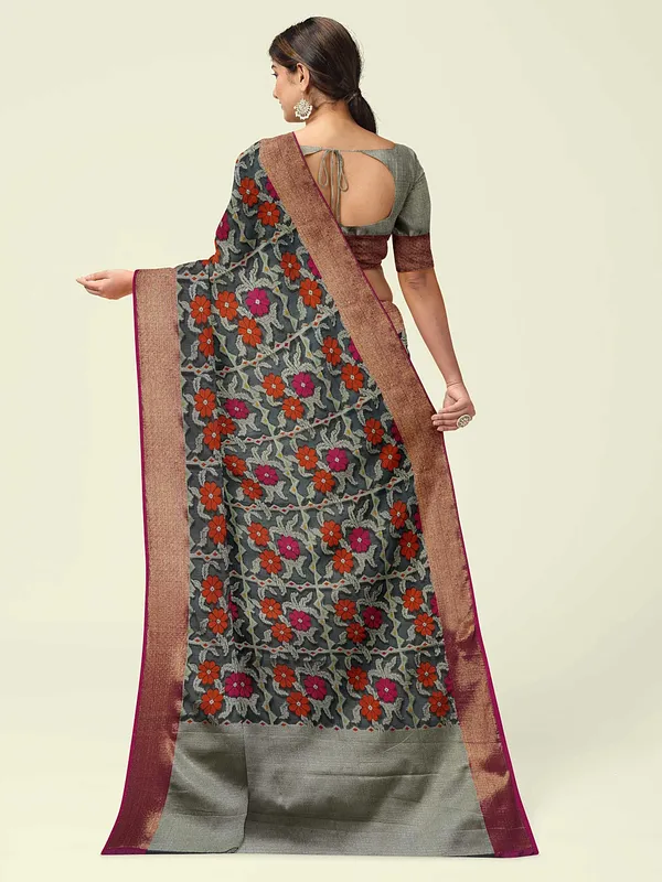 Black_Cotton_Blend_Banarasi_Sarees_For_Women