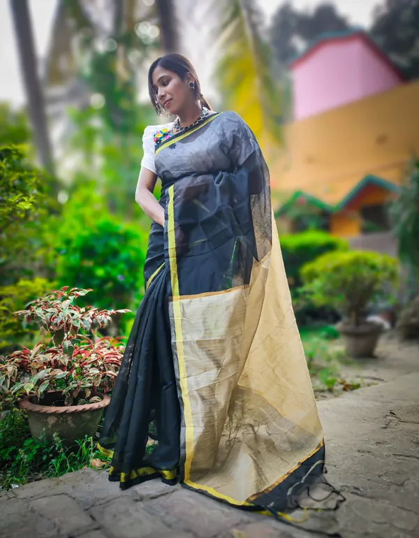 Black_Cotton_Silk_Ghicha_Handloom_Saree