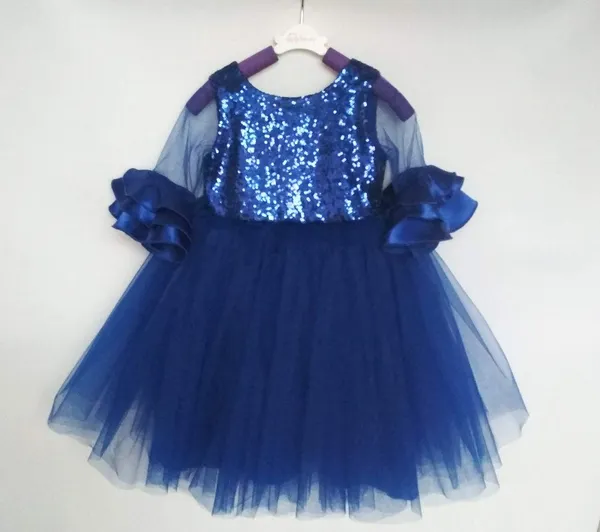 Blue_Sequined_Round_Neck_Dress_For_Girls