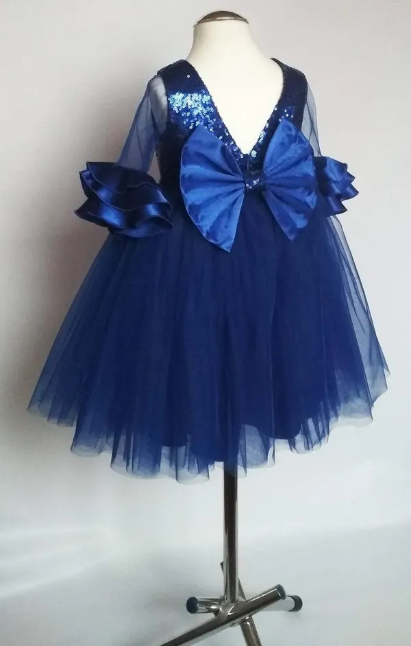 Blue_Sequined_Round_Neck_Dress_For_Girls