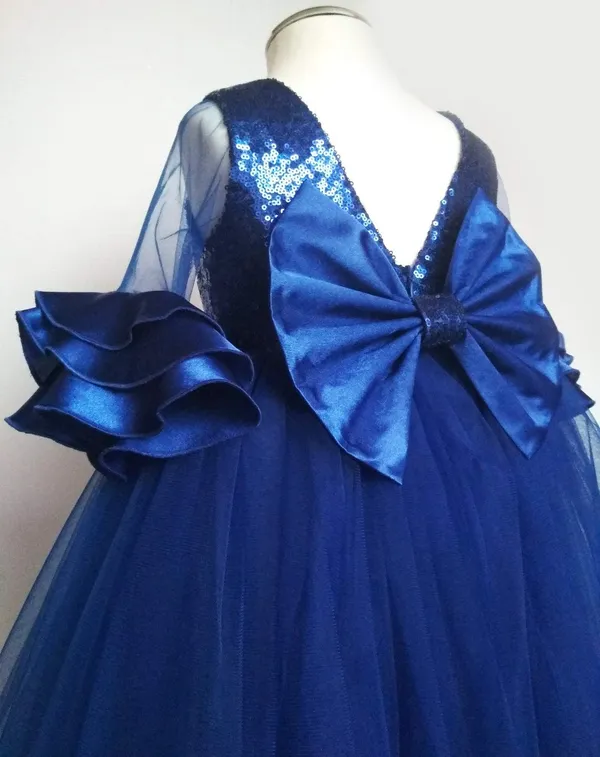 Blue_Sequined_Round_Neck_Dress_For_Girls