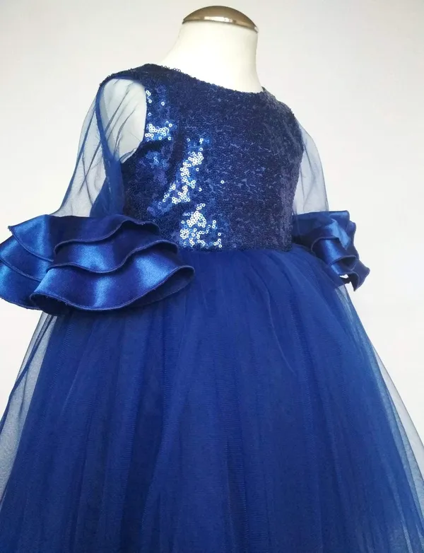 Blue_Sequined_Round_Neck_Dress_For_Girls