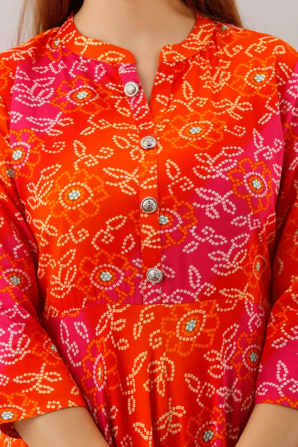 Orange_Women's_Rayon_Bandhni_Print_Anarkali_Kurta