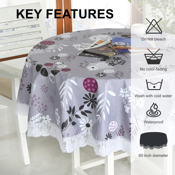 Homerz_Premium_Round_Table_Cover,_60_inch_Diameter,_Waterproof_and_Easy_to_Clean,_2_Years_Brand_Guarantee_(Smooth_Grey)