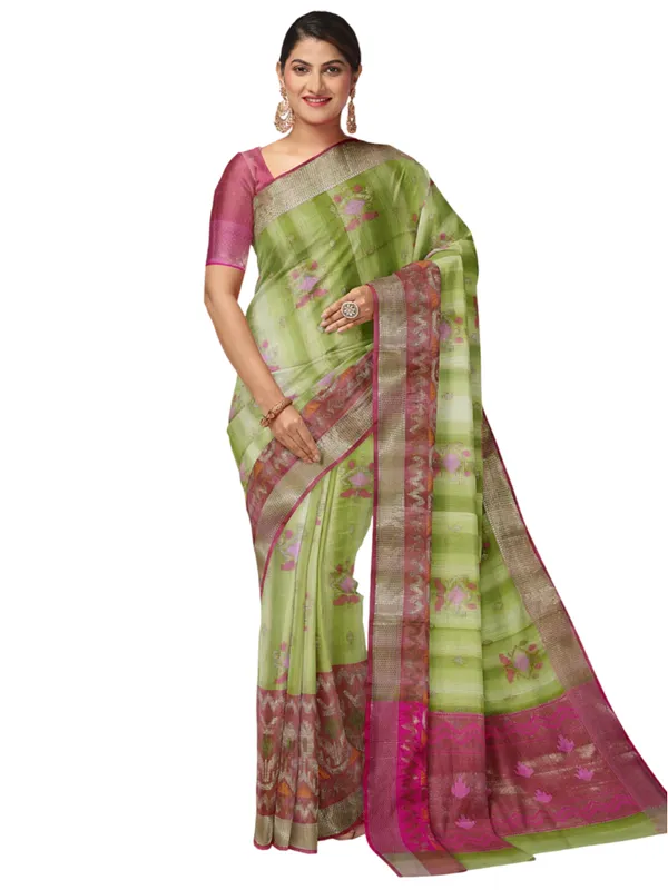 Green_Matka_Silk/Silk_Blend_Banarasi_Sarees_For_Women