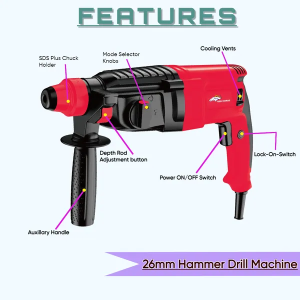 26_Mm_Cutfast_Hammer/Demolition_Drill_Machine_Heavy_Duty_1250_W_Rotary_Hammer_Drill_(26_Mm_Chuck_Size,_1250_W)