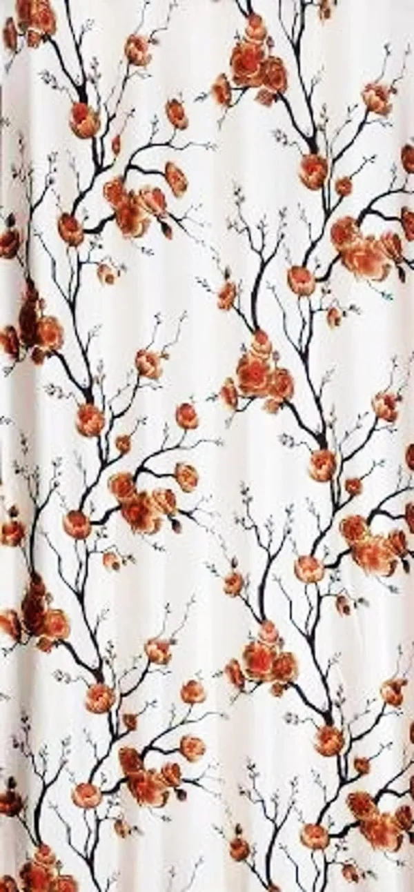 Polyester_Fabric_Flower_Design_Floral_and_Plain_-Modern_Silk_Look_parde_for_Home,_Living_Room,_Bedroom,_Offices_(Brown)_-_Set_of_3_Pc