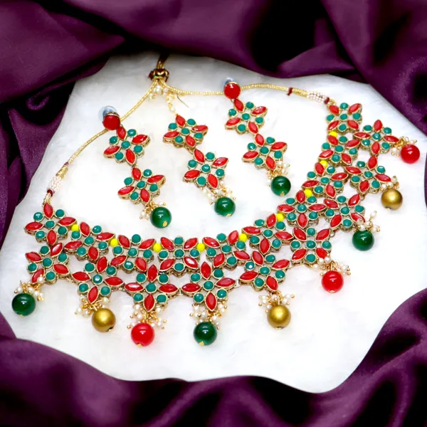Green_Red_Alloy_Copper_Jewellery_Set_For_Women