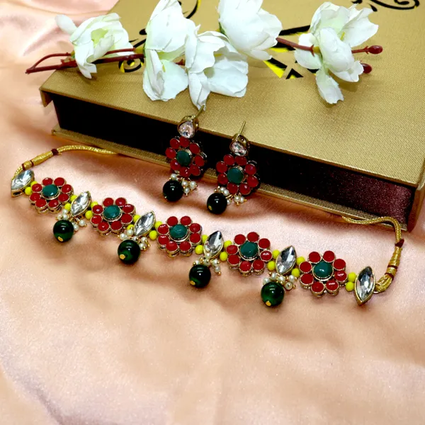 Green_Red_Alloy_Copper_Jewellery_Set_For_Women