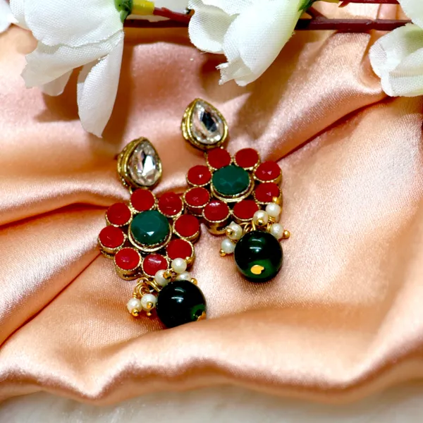 Green_Red_Alloy_Copper_Jewellery_Set_For_Women
