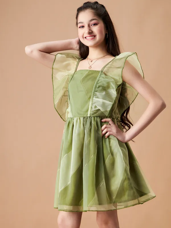 Green__Dress_for_Girl_|_Fit_And_Flare