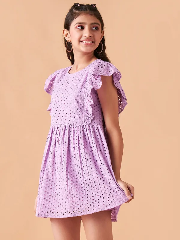 Lavender_Round_neck_dress_|_Premium_cotton_Fabric_with_zipper