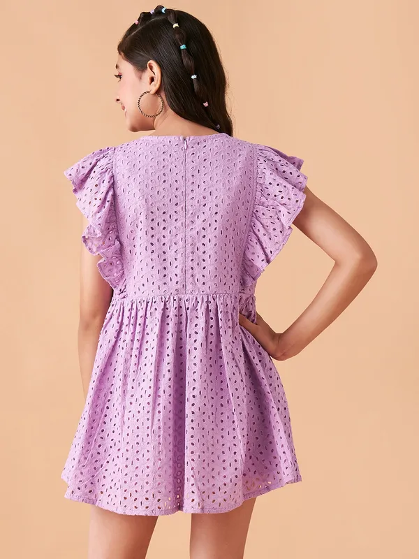 Lavender_Round_neck_dress_|_Premium_cotton_Fabric_with_zipper