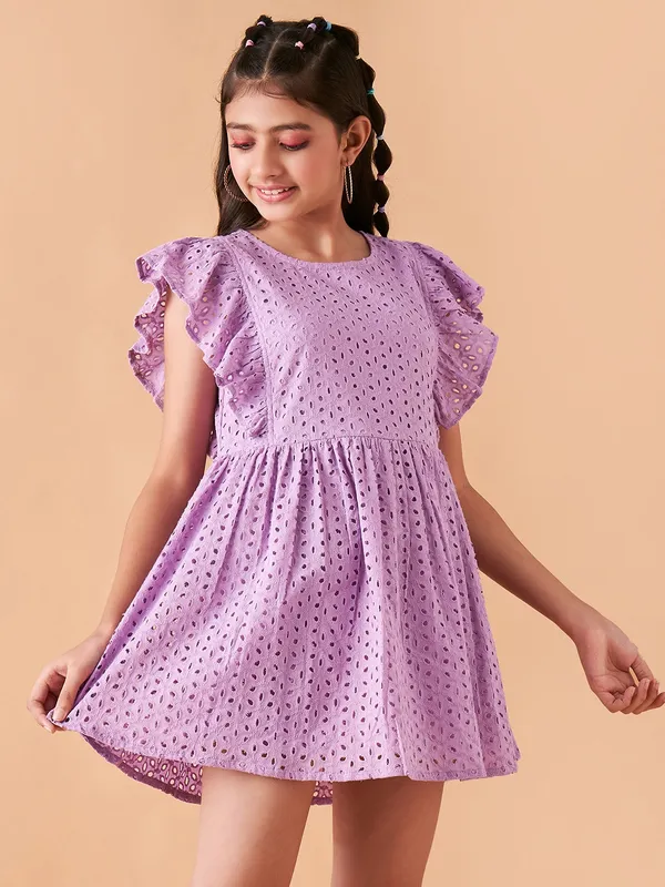 Lavender_Round_neck_dress_|_Premium_cotton_Fabric_with_zipper