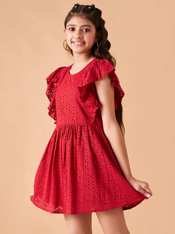 Maroon_Round_neck_dress_|_Premium_cotton_Fabric_with_zipper