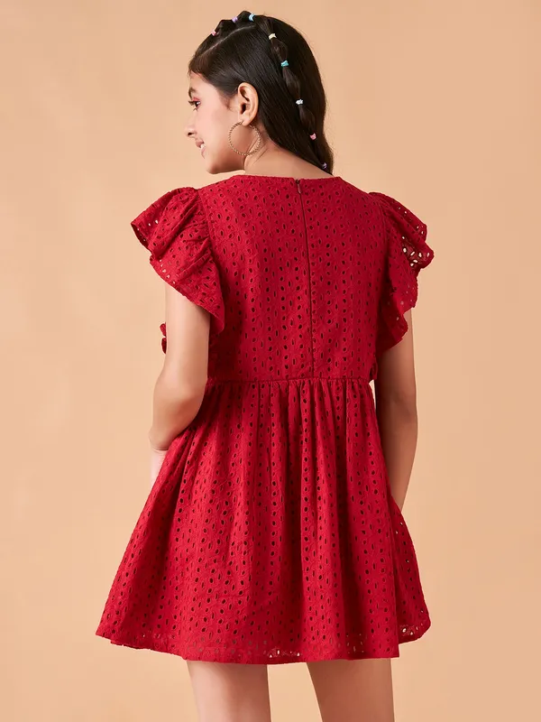 Maroon_Round_neck_dress_|_Premium_cotton_Fabric_with_zipper
