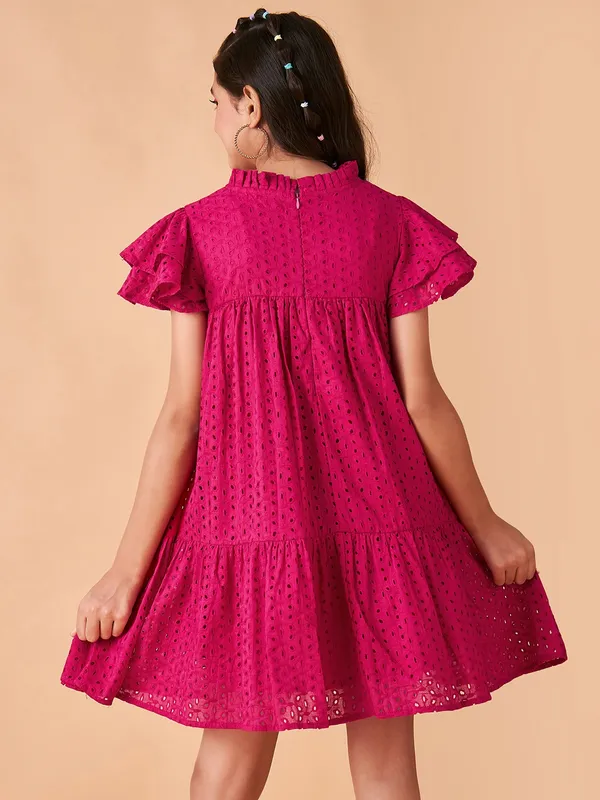 Magenta_Round_neck_dress_|_Premium_cotton_Fabric_with_zipper