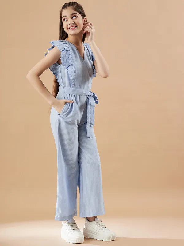 Blue_V-Neck_Jumpsuit_for_Girls_|_Self_Design