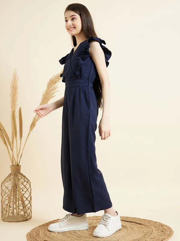 Navy_Blue_Jumpsuit_for_Girls_|_Solid/Plain