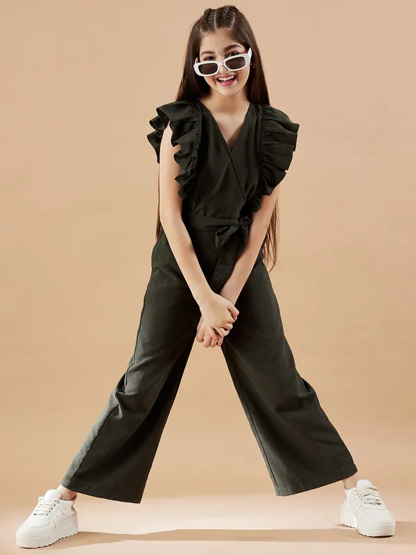 Olive_V-Neck_Jumpsuit_for_Girls_|_Self_Design