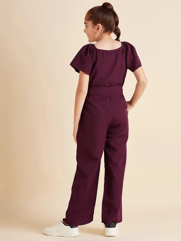 Wine_Jumpsuit_for_Girls_|_Solid/Plain