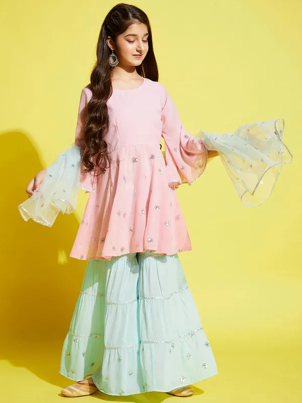 Pink_Kurta_And_Sharara_Set_for_Girls_|_Georgette_Embroide