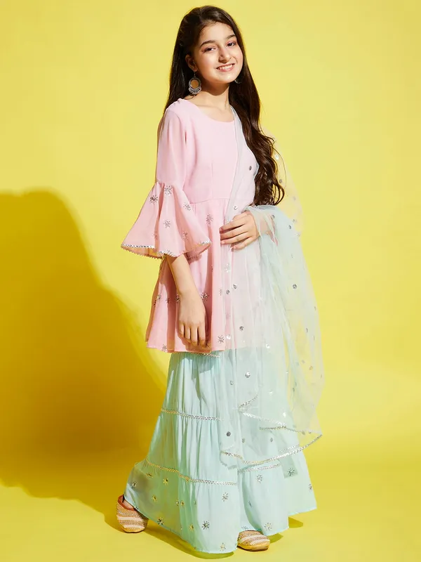 Pink_Kurta_And_Sharara_Set_for_Girls_|_Georgette_Embroide
