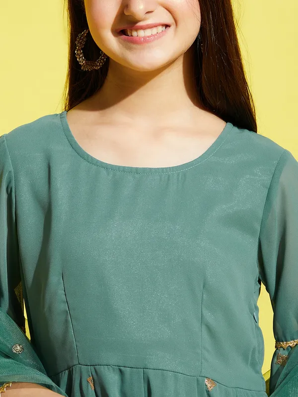 Sea_Green_Kurta_And_Sharara_Set_for_Girls_|_Georgette_Embroide