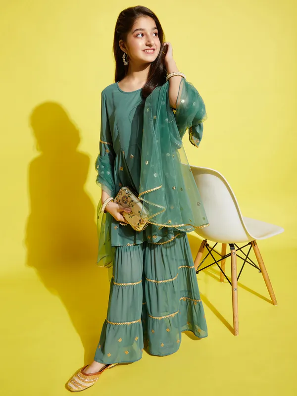 Sea_Green_Kurta_And_Sharara_Set_for_Girls_|_Georgette_Embroide