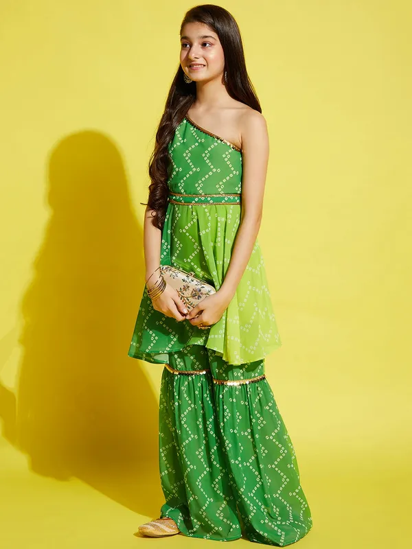 Green__Kurta_And_Sharara_Set_for_Girls_|_Georgette