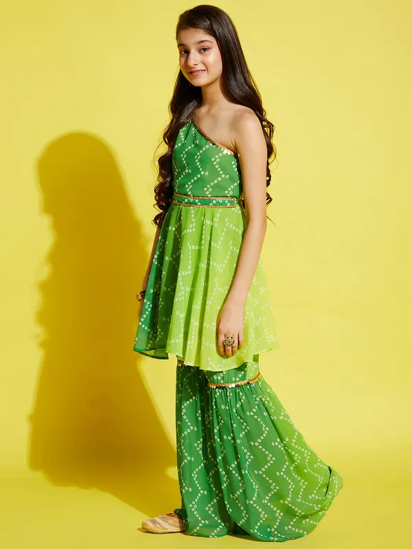 Green__Kurta_And_Sharara_Set_for_Girls_|_Georgette