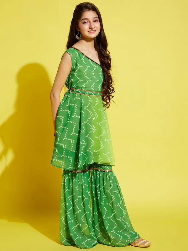 Green__Kurta_And_Sharara_Set_for_Girls_|_Georgette