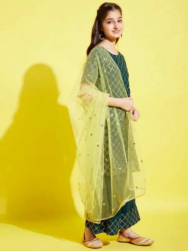 Green__Kurta_And_Sharara_Set_for_Girls_|_Georgette_Embroide