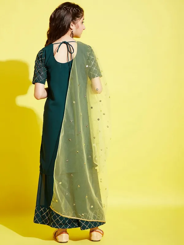 Green__Kurta_And_Sharara_Set_for_Girls_|_Georgette_Embroide