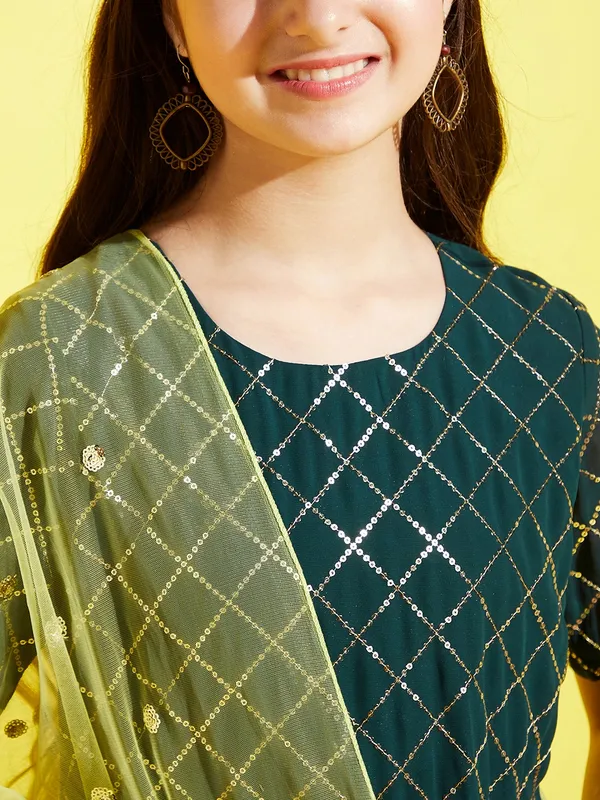 Green__Kurta_And_Sharara_Set_for_Girls_|_Georgette_Embroide