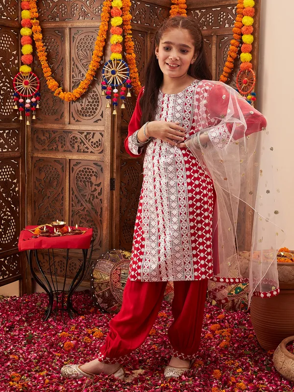 Red_Kurta_And_Sharara_Set_for_Girls