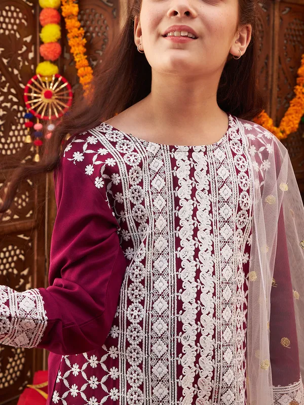 Wine_Kurta_And_Salwar_Set_for_Girls